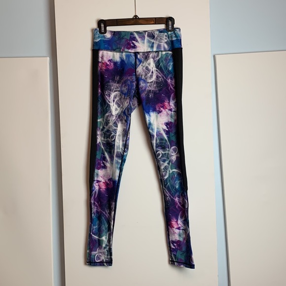 Kyodan blue & purple mystic printed leggings w/ pocket in the back waist. Size M - Picture 2 of 8